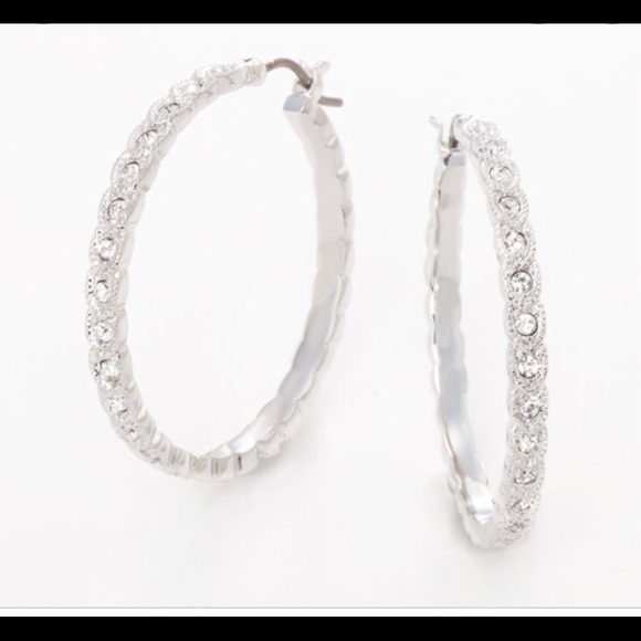 Touchstone Crystal Jewelry - Touchstone Crystal-Lena Earrings-New in Box. 1 inch inside diameter